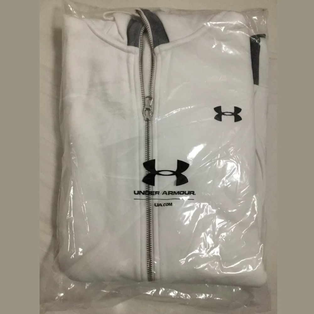 New Under Armour M White Hoodie Zipper Sweatshirt - Picture 6 of 7